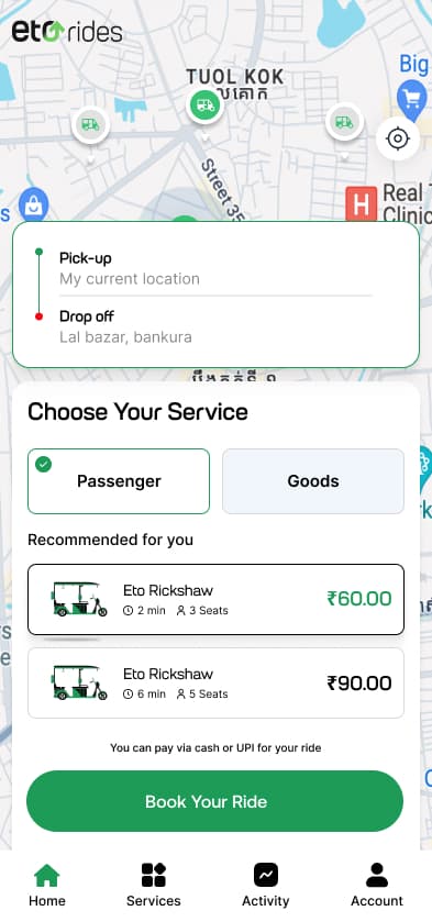 Eto Rides Mobile view